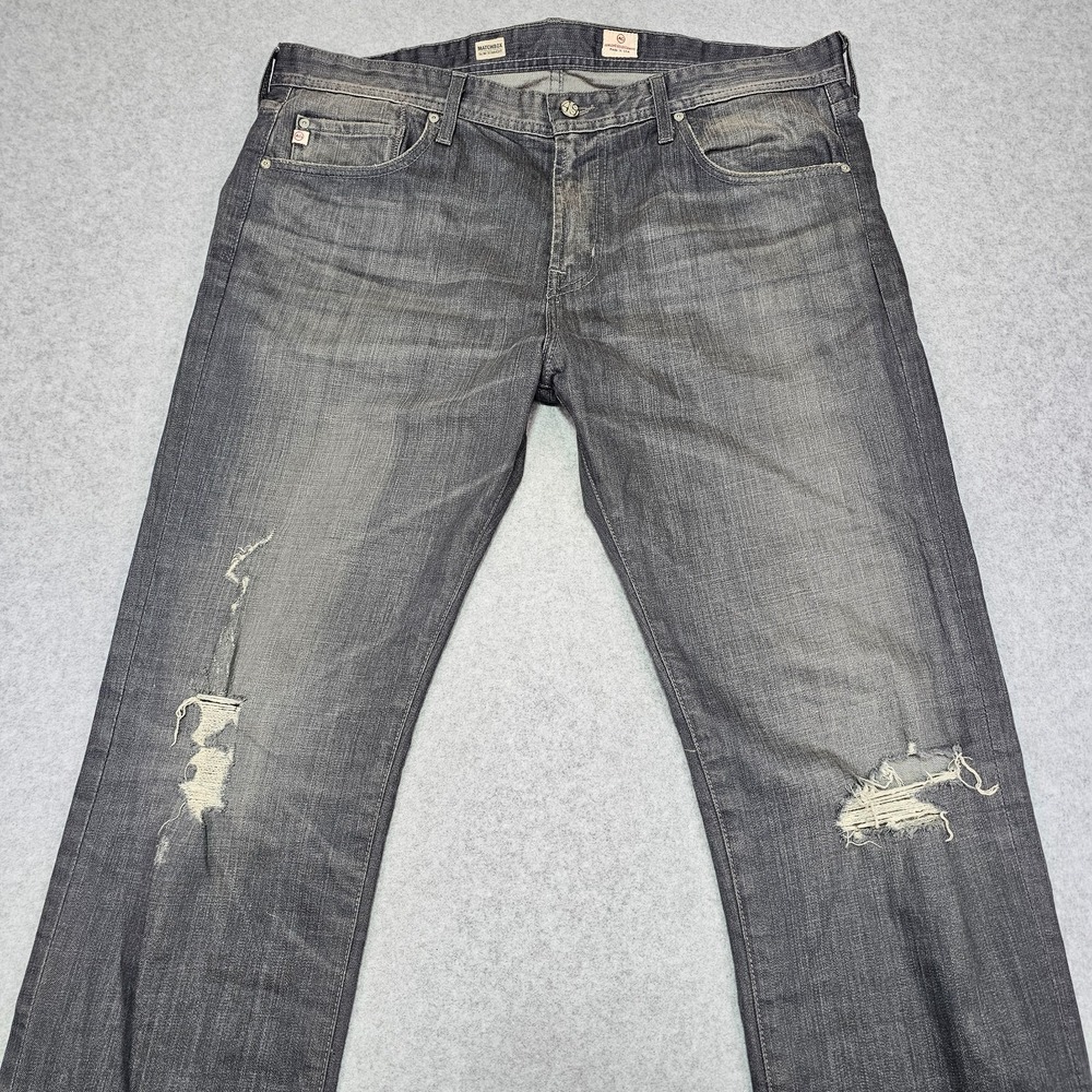 AG Adriano Goldschmied Jeans Mens 38x34 Gray Slim Straight Matchbox Distressed - Picture 5 of 16